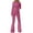 Hot Pink, variant on Womens 2 Piece Outfits Ribbed Knit Matching Lounge Sets Long Sleeve Collar V Neck Crop Top Flare Pants Tracksuits