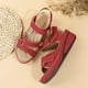 thumbnail image 5 of Dvkptbk Sandalias planas para mujer con puntera abierta, zapatillas ajustables para verano, para playa, hogar, uso en interiores y exteriores, verano,Red,US:7.5, 5 of 7