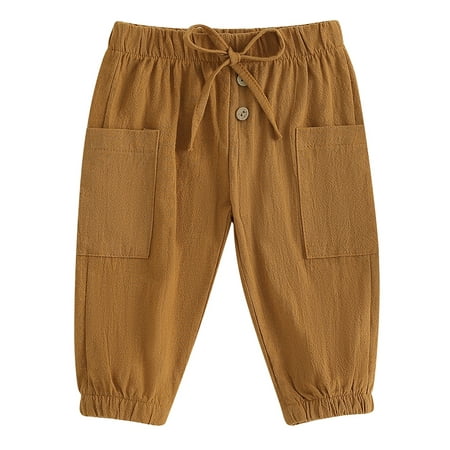 

Wallarenear Baby Boy Girl Cotton Joggers Pants Hippie Harem Pants Cargo Long Pants