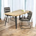 thumbnail image 3 of Homy Casa 63 inch 5-Piece Dining Set, Faux Wood Live Edge Table Faux Leather Upholstered Side Chairs, 3 of 11