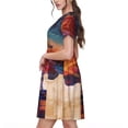thumbnail image 2 of Balery Cultural Silhouette Journey Vestidos sueltos de manga corta para mujer, vestidos de verano 2025, vestidos casuales de corte A con vuelo., 2 of 6
