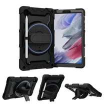 Dteck Case for Samsung Galaxy Tab A7 Lite 8.7 inch T220 T225,Heavy Duty Protection Rugged Case Shockproof Rubber Kickstand Cover with Hand Strap,Black