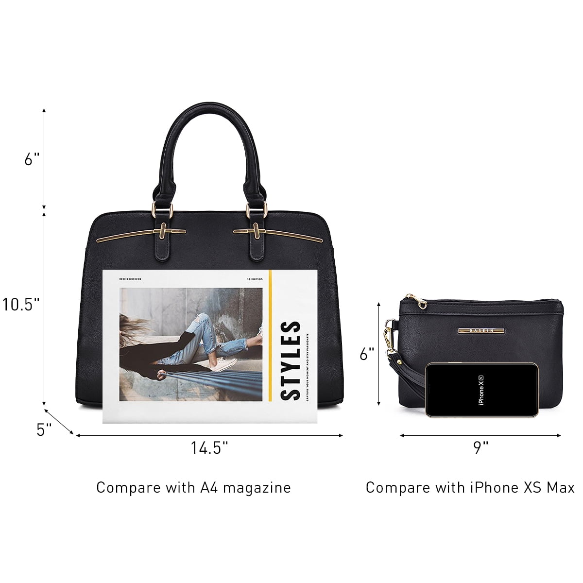 Dasein Women Satchel Handbags Shoulder Purses Totes Top Handle Bags With Matching Wallet