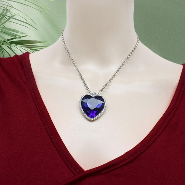Collar con Colgante en Corazón Clásico Titánico de Regalo para Mujeres de Azul Joyería Sunnimix Collar colgante de cristal