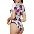 thumbnail image 2 of Salouo Tulips Flowers for Women's Short Sleeve Bodysuit,Sexy Bodysuits One Piece Round Neck Bodysuit Shapewear Tummy Control-Medium, 2 of 7