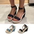 thumbnail image 6 of CQONEPT Platform Wedges Sandals for Women, Ankle Strap Open Toe Wedge Espadrilles Sandals, Ankle-Strap Comfortable Casual Summer Wedges Shoes Espadrilles Heel Shoes Size 5 Black, 6 of 6