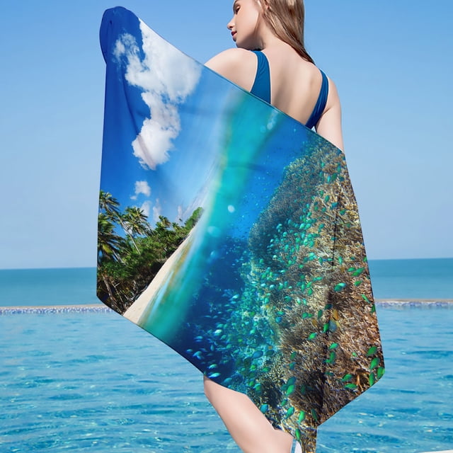 Hot6sl Ofertas y Liquidaciones Toalla de Playa de Microfibra, Súper Liviana, Colorida, Toalla de Baño, Manta de Playa a Prueba de Arena, Toalla Multiusos para Viajes, Piscina, 30 X 60 Pulgadas