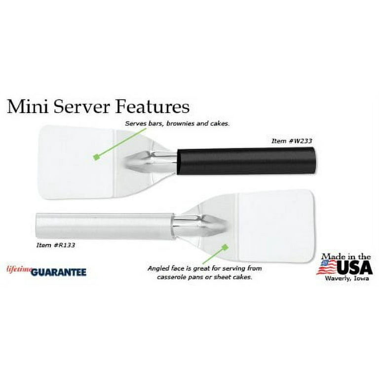 Rada Cutlery Mini Dessert Server 7-1/2 inch Stainless Steel Small Spatula with Aluminum Handle, Silver