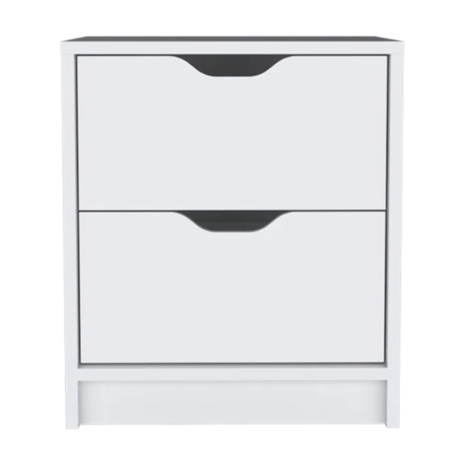 HomeRoots 19 in. Two Drawer Faux Wood Nightstand, White