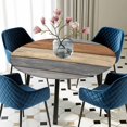 thumbnail image 5 of Elastic Fitted Round Tablecloth, Farmhouse Haze Blue Brown Waterproof Stretch Table Cover for 55"-60" Tables, Vintage Wooden Striped Washable Outdoor Tablecloths for Patio, Picnic, Camping, 5 of 9