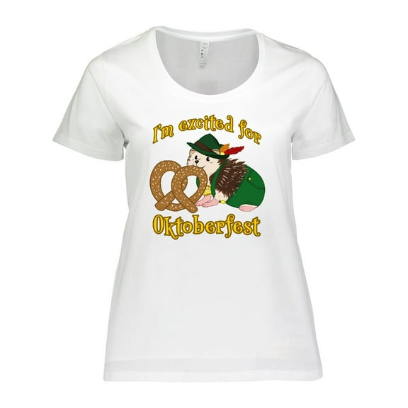 Inktastic I'm Excited for Oktoberfest with Cute Hedgehog Women's Plus Size T-Shirt
