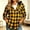 Yellow A, variant on BRGZLK Plaid Hoodie Shirts for Womens Autumn Winter Trendy Long Sleeve Button Down Flannel Blouses Lighweight Breathable Drawstring Hooded Tops Coffee A L