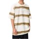 thumbnail image 2 of Blusas y camisas de manga corta y cuello redondo para hombre, blusas casuales de rayas de color liso con lazo y cuello redondo, de manga corta y concisas para hombre., 2 of 6