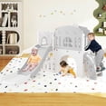 thumbnail image 4 of YYAo 9-in-1 Kids Slide Climber Playset Toys with Basketball Hoop and Steering Wheel, Indoor Slide for Kids, Indoor, Gray, 4 of 8