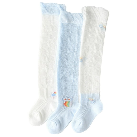 MEZZALL Baby Socks For Toddlers 3-Pairs Soft Comfortable Long Crew Casual Everyday Socks Breathable For Spring Summer Versatile Baby Wear