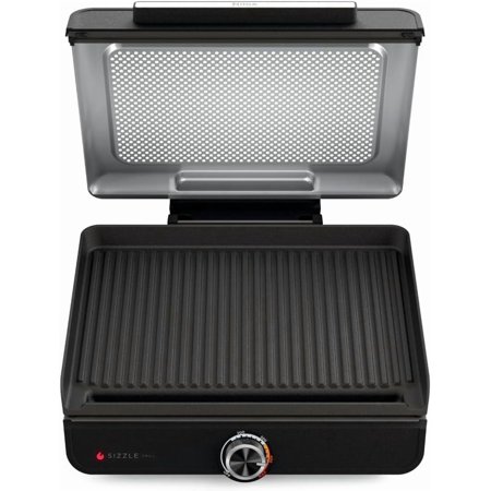 Ninja Sizzle Indoor Grill, 500°F High Heat Kitchen Grill with Nonstick 14 Inch Plate, Low-Smoke Technology, Edge-to-Edge Heating, Family-Sized Capacity, Countertop Cooking Tool (GR100)