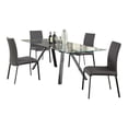 thumbnail image 2 of Milan Amanda 5-piece Steel and Faux Leather Extendable Dining Set in Clear/Black, 2 of 17