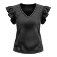 thumbnail image 5 of Ohufall Tank Tops for Women Summer Casual Loose Fashion Ruffled Sleeveless Top Striped V-Neck Plus Size Blouse, 5 of 5