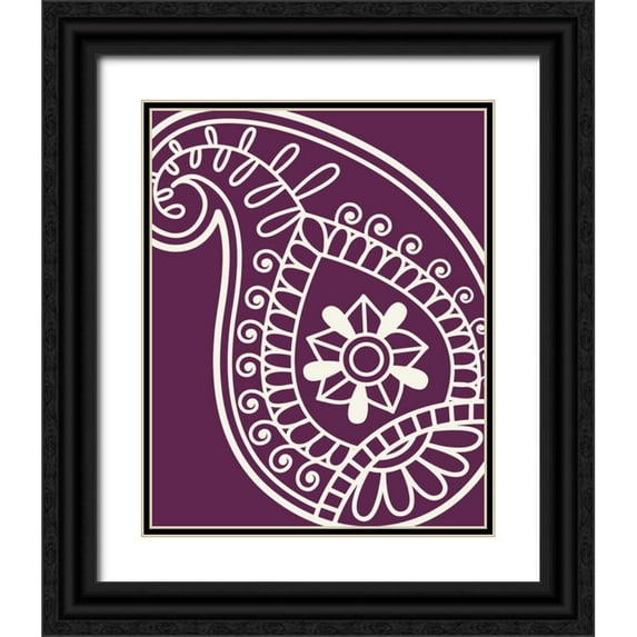 Robinson, Tamara 12x14 Black Ornate Wood Framed with Double Matting Museum Art Print Titled - Paisley Feather IV