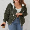 thumbnail image 4 of Womens Full Zip Up Sherpa Hoodie Fuzzy Fleece Jacket Oversized Fluffy Coat with Pockets, 4 of 9