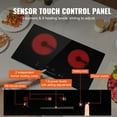 thumbnail image 4 of KFFKFF 24" Electric Cooktop, 2 Burner Built-in Ceramic Cooktop1800W with Touch Controls, Glass Panel, Timer, Safety Lock, 9 Temperature Settings, Heat Warning Light, 120V, 4 of 9