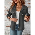 thumbnail image 6 of Women’s Jackets Fall Long Sleeve Lapel Zipper Pocket Button Street Style Casual Chic Motorcycle Coat S-2XL, 6 of 7