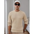 thumbnail image 4 of Coshow Mens Crewneck Pullover Sweater Waffle Textured Long Sleeve Knitted Sweaters, 4 of 8