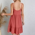 thumbnail image 5 of Woman Dresses Elegant Casual New Ladies' Summer V-Neck Strap Solid Color Dress Red S-3Xl, 5 of 9