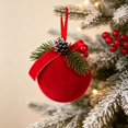 thumbnail image 4 of Dmlowu Christmas Tree Decorations, Shatterproof Red Christmas Ball Ornaments with Bow and Pinecones, Vintage Flocked Ornaments for Christmas Tree Holiday Decor, 4 of 7