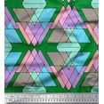 thumbnail image 1 of Soimoi Green Rayon Crepe Fabric Triangle Geometric Print Fabric by Yard 46 Inch Wide, 1 of 3