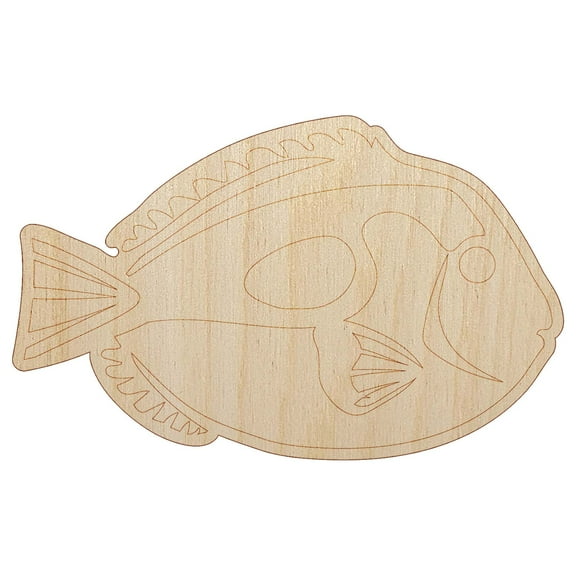 Regal Blue Tang Surgeonfish Fish Wood Shape Unfinished Piece Cutout Craft DIY Projects - 4.70 Inch Size - 1/8 Inch Thick