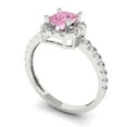 thumbnail image 2 of 0.89 ct Princess Cut Simulated Pink Diamond with Simulated Diamond Halo Accents 18K White Gold Womens Engagement Ring, 2 of 5