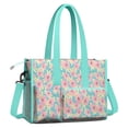 thumbnail image 2 of Teacher Tote Bag,Pioneer Flower Floral Print Pattern Teacher Utility Tote Bag,Large Work Tote Bags for Women with Multiple Pockets,Top Zipper Closure,13.8x10.6x6.7 Inch, 2 of 5