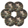 thumbnail image 2 of White Cat Lotus Leaves Flowers Pool 6 Pcs Drink Coasters with Holder Absorbent Coasters Woven Coasters for Drinks Table Desk Protection Home Decor, 2 of 7