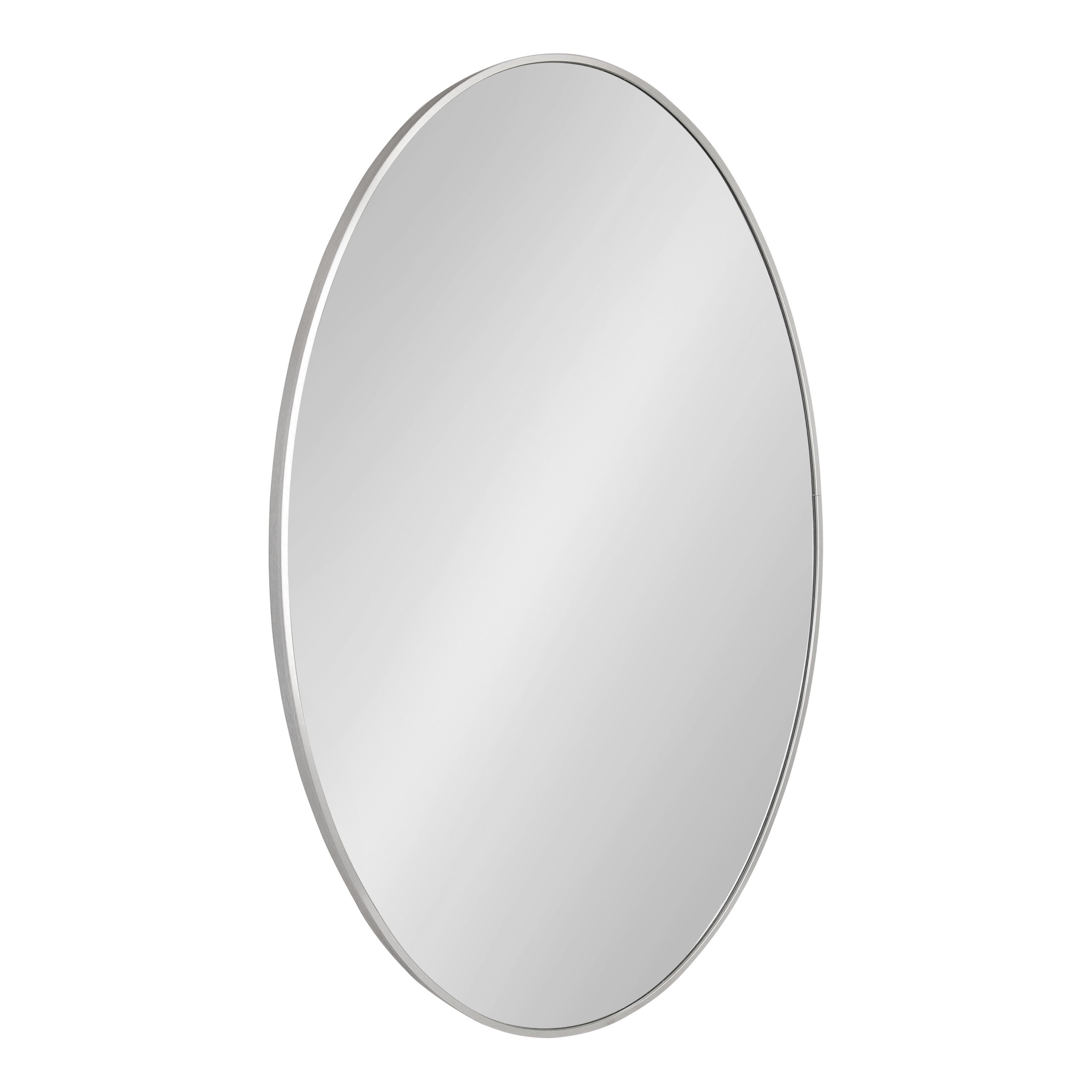 Kate and Laurel Zayda Oval Framed Wall Mirror, 24 x 36, Silver, Metal Minimalist Oval Mirror