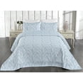 thumbnail image 2 of Ambesonne Leaves Quilted Bedspread Set 3 Pcs, Blue Aloha Leaf Botanical, Queen, Pale Sky Blue White, 2 of 4