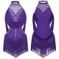 thumbnail image 3 of iixpin Teen Girls Modern Ballet Tutu Skirt Contemporary Latin Jazz Dancewear Salsa Tango Lyrical Dance Outfits Purple 14, 3 of 4