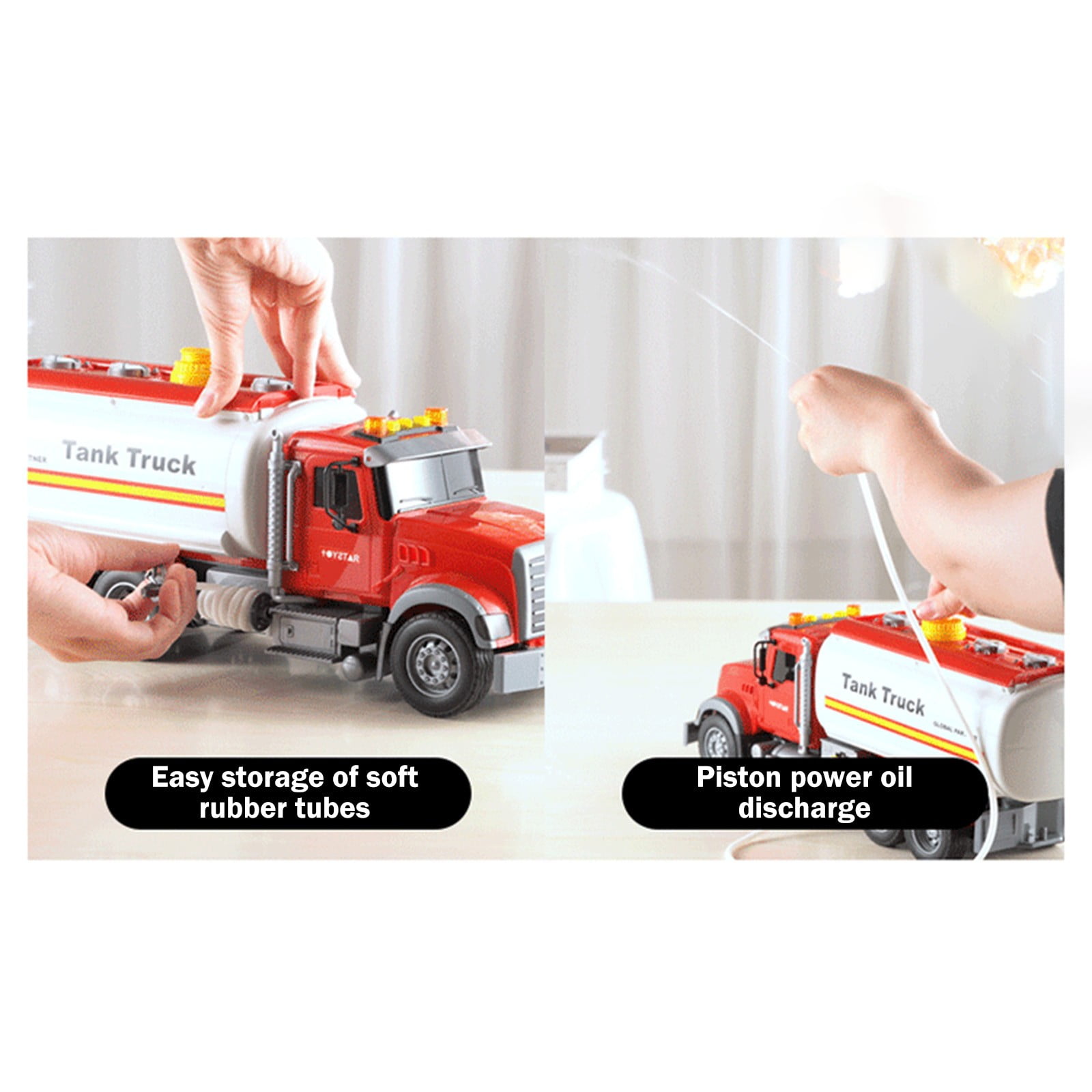 Fire Engine Water Spray Toy - 14in Inertia-Powered Vehicle w/Realistic Sounds & Squirt Function, BPA-Free ABS Construction for Ages 3+ Red