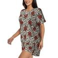 thumbnail image 2 of Bixox Women's Leopard Print Rose Printed Pajama Set 2 Piece Lounge Set Top and Shorts Soft Pajamas, Shorts with Pockets, 2 of 7