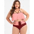 thumbnail image 2 of Volante de tiras con cordones más el tamaño de traje de baño bikini Rosegal Abrigos de talla grande, 2 of 5