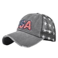 thumbnail image 2 of yuqude US Anniversary Cap Independence Day Vintage Patriotic Cap, Unisex Printed Mesh Baseball Hat for Outdoor Activities Grey,One Size, 2 of 3
