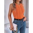 thumbnail image 5 of Womens Summer Tank Top Ribbed Sleeveless Shirts Casual Loose Knit Sweater Vest Orange Color XL, 5 of 9