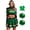 Green, variant on Womens Cheerleading Costume Long Sleeve Crop Top with Mini Pleated Skirt and Accessories Red&Black S