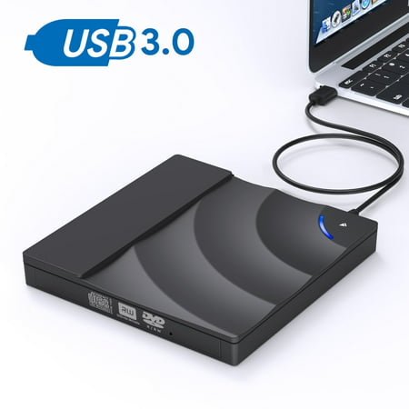External CD DVD Drive, TSV Slim Portable USB 3.0 High Speed Data Transfer Rewriter Burner Writer Player Optical Drives for