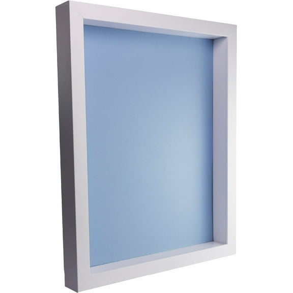 24x30 Shadow Box Frame In White With A 1 3/4" Usable Depth Includes Baby Blue Acid-Free Backing, UV