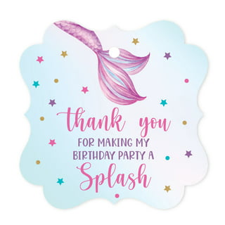 Koyal Wholesale Kids Party Favor Classic Thank You Tags with String,  Mermaid Birthday Gift Tags, For Party Favors Bags 