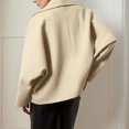 thumbnail image 2 of Womens Cropped Wool Blend Coats Fashion Single Breasted Long Sleeve Short Jacket Peacoat Fall Winter Outwear Overcoat, 2 of 5