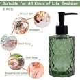 thumbnail image 4 of Green Glass Soap Dispenser Set With Black Pump, 13.5Oz Refillable Liquid Hand Soap Dispenser, Lotion Dish Soap Dispenser for Modern Home Decor, Bathroom, Kitchen Countertop, Hotel(2 Pack), 4 of 6
