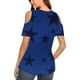 thumbnail image 4 of Camisas de Manga Corta para las Mujeres de Verano Sexy Frío Hombro Suéter Blusa Cuello en V Sólido, Ligero para Diario, 4 of 9