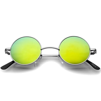 SA106 Round Sunglasses, Wire Rim, Silver Mirror Lens, 70s  display picture 1